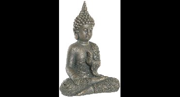 Item International Boeddha beeld Oriental - binnen / buiten - kunststeen - antiek goud - 28 x 41 cm - huis en tuin beelden - Old look