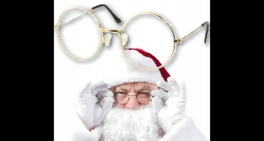 Gouden Ronde Santa Bril - Feestelijk Accessoire
