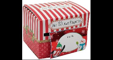 Doos met plakband en 80 zelfklevende cadeaulabels