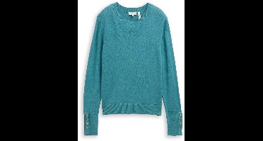 Tom Tailor - Gebreide trui met knoopdetails - Maat XL - tropical teal