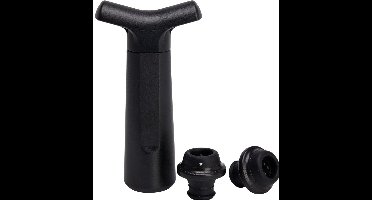 Cookinglife Wijn Vacuümpomp - Flessenstopper Set - Wijnstopper - Vacuum Pump - Kunststof Zwart - Houdt Wijn Langer Vers 2 Stoppers