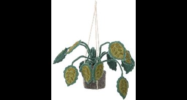 KidsDepot Hangplant Big Leaves Vilt - Sierplant - Kunstplant voor kinderkamer of woonkamer.