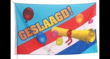 Vlag Geslaagd thema - diploma - polyester - 150 x 90 cm - versiering/feestartikelen