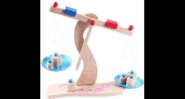 GOKI Speelgoedkeuken - Weegschaal - 30X10X 31Cm - Met 6 Gewichtjes - Hout