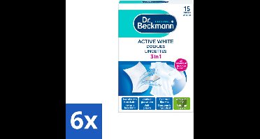 6 x Dr. Beckmann - Kleurverzorging - Active White - Witte Was - 15 Doekjes - Witte Was - Wasverzorging - Grauwsluier - Vergeling - Witmaakdoekjes