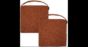 Hespiride stoelkussen Sofia - 2x - 40 x 40 x 4 cm - mahonie bruin - boucle - binnen/buiten