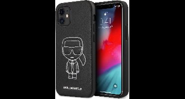 Zwart hoesje van Karl Lagerfeld - Backcover - iPhone 12 Mini - Embossed