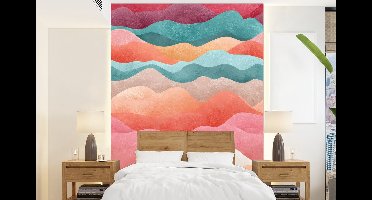 Behang - Fotobehang Golven - Kleurrijk - Abstract - Breedte 160 cm x hoogte 220 cm