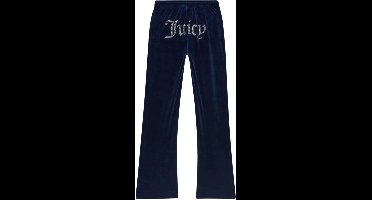 Juicy Couture Tina Velour Track Pant With Diamante Branding DONKERBLAUW - Maat L