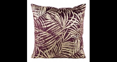 Pluche Kussenhoes Pruim Goud Bladeren 45x45 cm