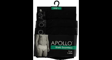 Apollo Ondergoed Seamless Heren Katoen Zwart 3 Stuks Maat M