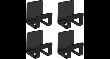 Scoby - Opberghouder - Sponshouder - Handige Organizer - Dubbelzijdige Tape - Zwart - RVS - 4 Stuks