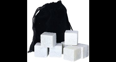 27x stuks klei whisky koelstenen met opbergzakje 2 x 2 x 2 cm - Whisky stenen/whisky stones - IJsblokjes