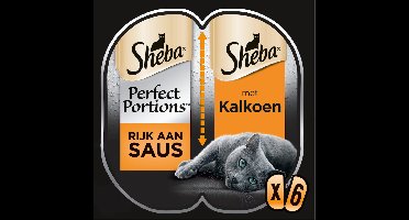 Sheba Perfect Portions Adult 6x37.5 g - Kattenvoer - Kalkoen&Saus