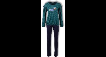 Meisjes-Dames pyjama donkerblauw-groen - maat 152