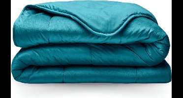 Zelesta Velvetbed Petrol 240x200 - Dekbed zonder overtrek - Velvet dekbed - Wasbaar hoesloos dekbed - Bedrukt dekbed - Dekbed met vaste overtrek - All year winterdekbed & zomerdekbed