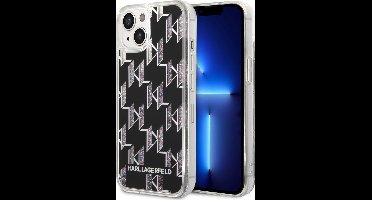Karl Lagerfeld Liquid Glitter Monogram Back Case - Geschikt voor Apple iPhone 14 Plus (6.7") - Zwart