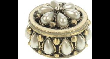 Rond doosje - Opberg doosje - Parel - Ø 4cm - Hoogte 2.5cm