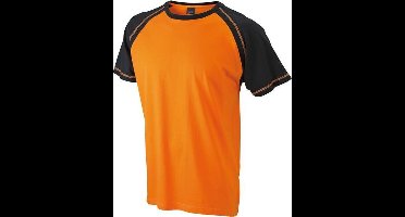 James & Nicholsan Heren t-shirt - oranje/zwart - katoen - 160 grams XXL
