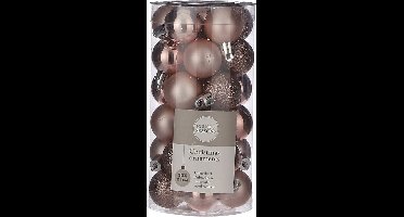 House of Seasons Kerstballen - klein formaat - 30x st - lichtroze - D3 cm - kunststof - kleine kerstballen - kerstversiering