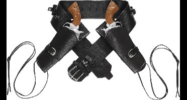 Cowboyholster dubbel met riem zwart