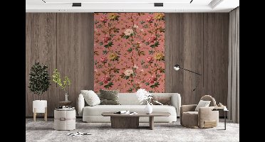 Behang - Fotobehang Klassiek - Botanisch - Roze - Breedte 160 cm x hoogte 240 cm