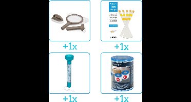 Zwembad Onderhoudspakket - Onderhoud Zwembad - bevat Scrubpad - Schepnet - Borstel - Testrips - Thermometer en Filters (4-delig)