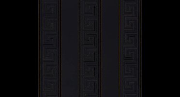 STREPEN MET GRIEKSE SLEUTEL BEHANG | Design - zwart goud - A.S. Création Versace 3