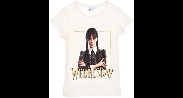 Woensdag Somber Wit kort kindershirt, top 10 jaar / 140 cm