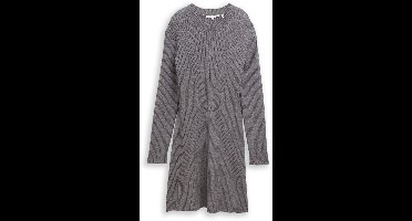 Tom Tailor Denim - Getailleerde mini-jurk van geribbelde tricot - Maat XXL - Stormy Gray Melange