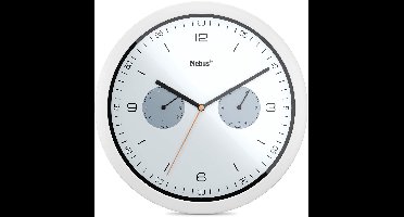 Mebus quartz wandklok met thermometer en hygrometer / Kunststof / Rond / Model: 16101 / Kleur: Wit, 26 cm diameter