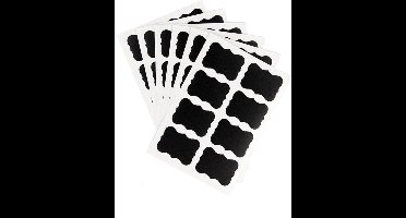 Scoby - Krijtbord Stickers - Etiketten Set - Luxe Labels - Blackboard Stickers - 48 Stuks - 3,5 x 5 cm - Zwart