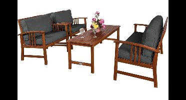 Casaria Tuinset - FSC®-gecertificeerd – Tafel/Stoelen/Bank & Kussens