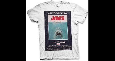 Jaws Heren Tshirt -S- Vintage Original Poster Wit