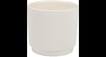 Arti Casa Bloempot Ø19,7x18 cm - Moderne Bloempot met Ribbelstructuur - Wit