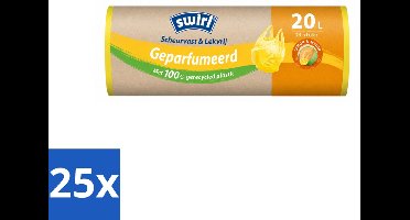 25 x Swirl – Vuilniszakken 20 L – Handvat – Lemon & Melon Geparfumeerd – 25 zakken - Voordeelverpakking - 25 stuks