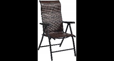 Opvouwbare Polyrattan Tuinstoel met 5-standen Verstelbare Rugleuning