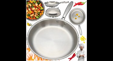 Professionele RVS Koekenpan 26cm - Tri-Ply, Gas & Inductie
