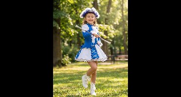 Dansmarietje kostuum kind blauw/wit - Maat 104