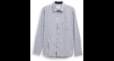 Tom Tailor - Fitted overhemd van katoen - Maat XXL - blue stripe