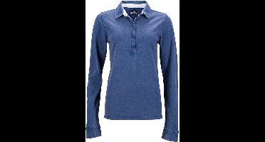 James and Nicholson Dames/dames Polo met lange mouwen (Marine / Wit)