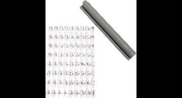 Stempelset van rubber, letters, cijfers, H: 6 mm, wit, 1 set