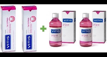2x Vitis Gingival Mondspoelmiddel + 2x Gingival tandpasta (heet ook wel gezond tandvlees) - Voordeelpakket