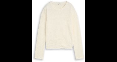 Tom Tailor Denim - Gebreide trui met relaxte pasvorm - Maat XL - off white