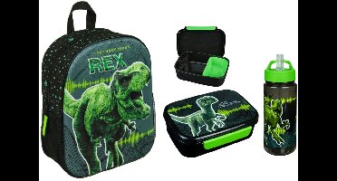 Jurassic World Schoolset - Rugzak en lunchset - 3-delig - T-rex - Groen