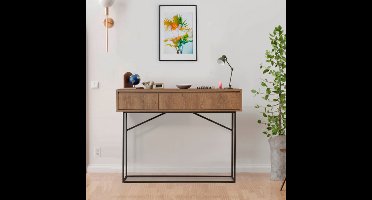 Skye Decor, Dressoir, Mia, Gemelamineerde spaanplaat, Walnoot & Zwart, 120 x 36 x 90 cm