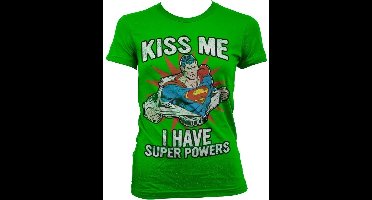 Superman Kiss Me I Have Super Powe -T-shirt voor dames, groenrs