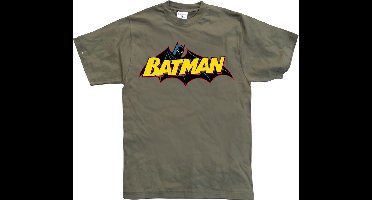 Batman T-shirt met retro-logo, olijfgroen