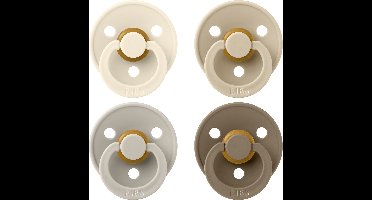 BIBS – Fopspenen - Colour – 4 Pack – Rond - Ivory/Sand/Vanilla/Dark Oak – Maat 2