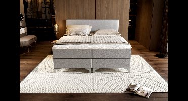 Zydante® - Boxspring - Londen met Opbergruimte - Bed - 180x200 cm - Zilver Grijs